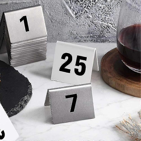 25 stk. bordnumre i rustfrit stål, stabil base, multifunktionelt nummerskilt til restaurant, hotel, café, Guanguan-Good 1 to 25