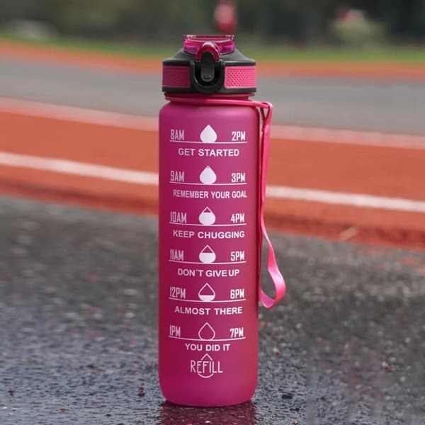 Vattenflaska Sport Drickkopp Plast Vattenkopp 1000ML - i lager Röd Red
