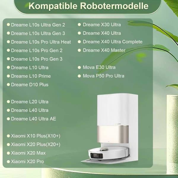 Rullebørste - Pakke med 2 - Gummi - Til Dreame og Xiaomi Robotstøvsugere