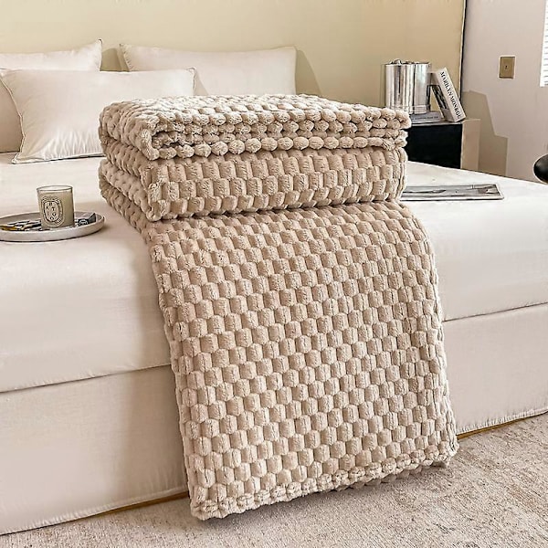 Fleece-torkkupeitto kotiin sohvalle tai sänkyyn, pehmeä ja pörröinen flanellipeitto khaki 120*200cm