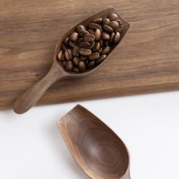 Svart Valnöt Helt Trä Grävande Kaffeböna Sked Te Skopa Träskopa Trä Kaffeskeda