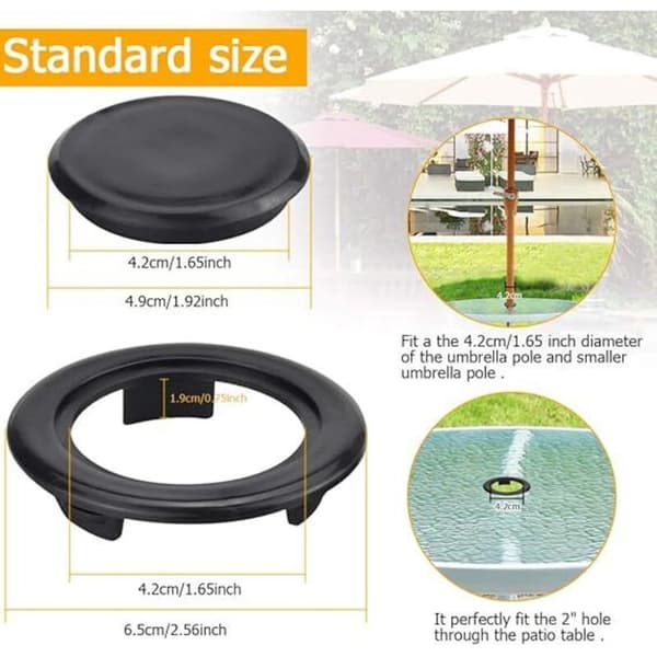 Set med 2 skyddsringar i plast för parasoller, 42 mm, okrossbara, slitstarka, solbeständiga, bordsring för utomhusparasoller