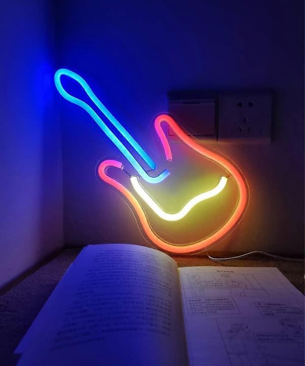 Neon Skylt Väggdekor, Ed Neon Ljusskyltar Usb/ Batteridriven Lysande Neon Väggskyltar För Sovrum Pub Bistro Party Presenter guitars Neon Sign
