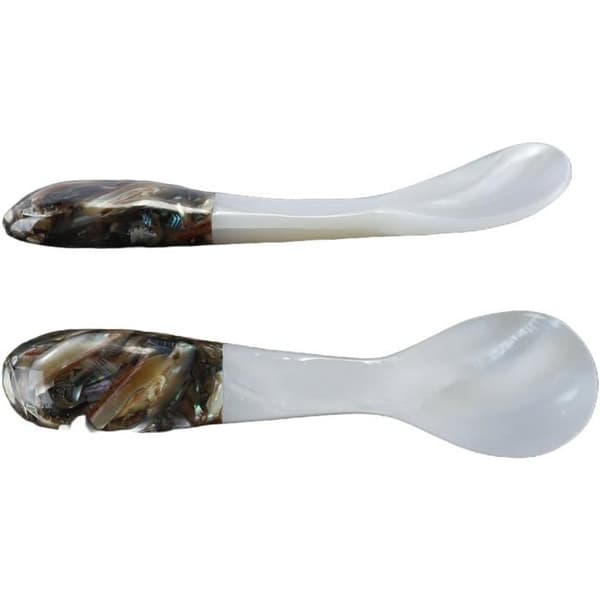 Kaviar ske - Sæt med 6 - Perlemor og Abalone - Bevarer smagen - Til bord og buffet - 10cm