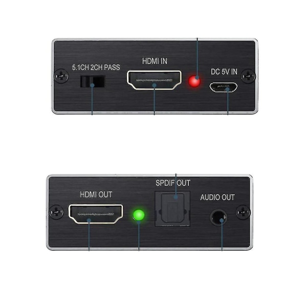 4k HDMI till HDMI Optisk Spdif 3,5 mm Audio Splitter Converter