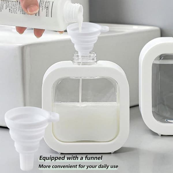 Flytande tvålpumpar - 2 delar - Transparent plast - Läckagesäker pump med tratt - Kök Badrum