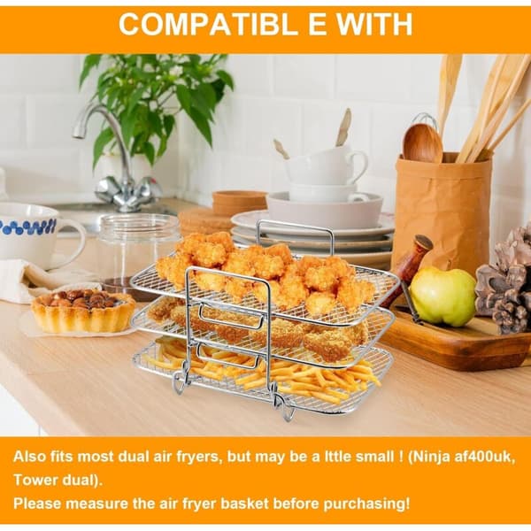 Trykluftfriturestøtte til Ninja Dual Air Fryer - Multifunktionelt tilbehør - Fremstillet af 304 rustfrit stål