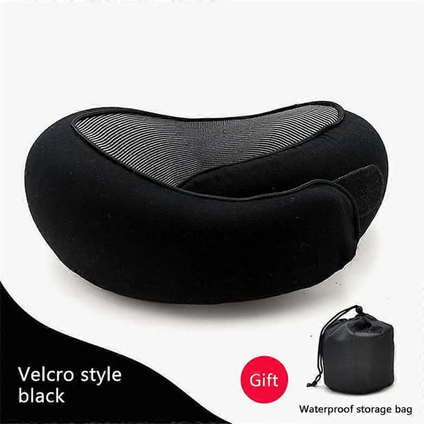 Säkerhetsnackkudde för Resor Memory Foam Bekväm & Andningsbar Mjuk U-formad Light gray