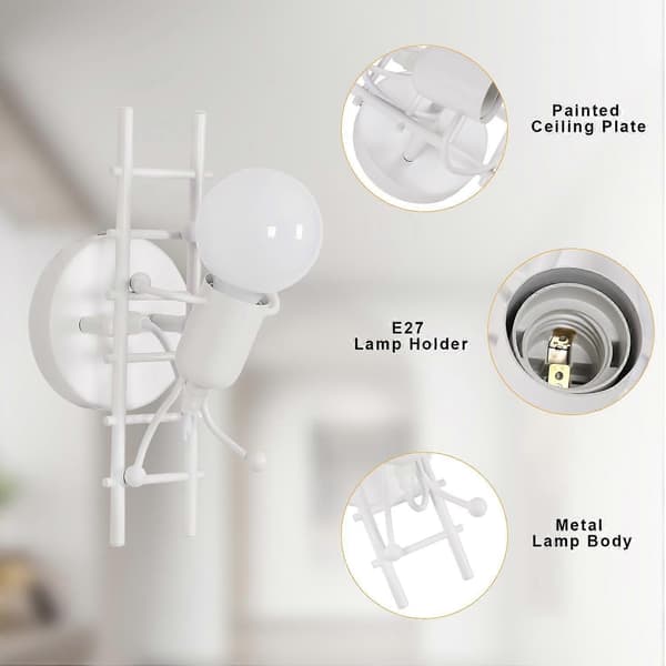 Kreativ Vägglampa i Trappstegsdesign, Inomhusbelysning för Sovrum, Vardagsrum, Sängbord, Hall White