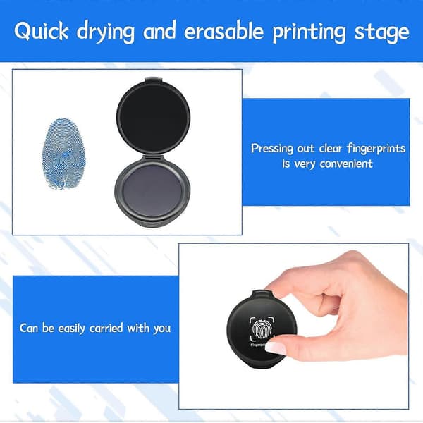 Fingeravtrycksdyna, 2 st Fingeravtrycksdynor, Blå tumavtrycksdyna, Bläckdyna för fingeravtryck Portabelt fingeravtryckskit för säkerhets-ID-fingeravtryck