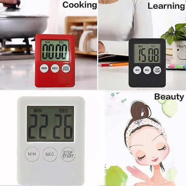 Magnetisk Fyrkantig LCD Digital Timer Kök Matlagning Nedräkning Alarm Klocka Verktyg Silver