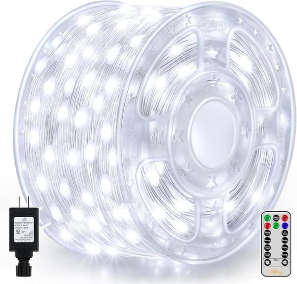 Eventyrlys 500 LED 50 meter, kjølig hvite eventyrlys IP67 vanntett med fjernkontroll 8 moduser timer dimbar, koble til julelys