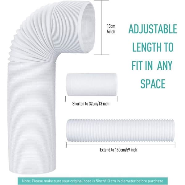 Eksosslange for bærbar klimaanlegg, 13 cm diameter, fleksibelt PP-materiale, universell ventilasjonsslange