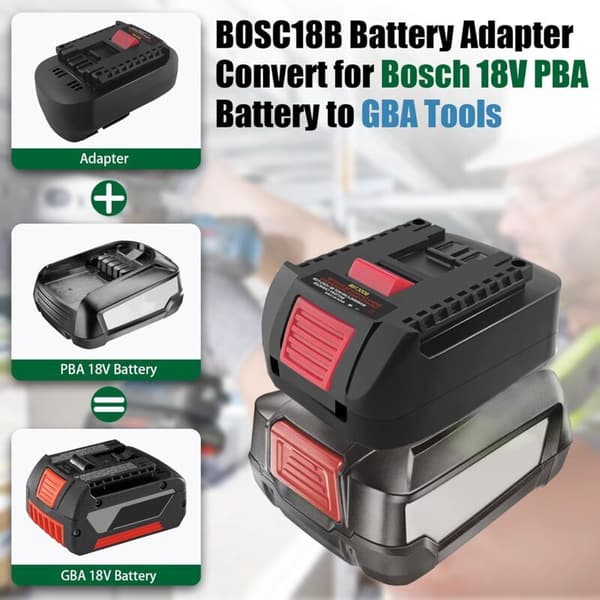 BOSC18B batteriadapter til Bosch 18V PBA Gloria-batterier, batterikonverteringsadapter til Bosch Professional 18V GBA-værktøjer