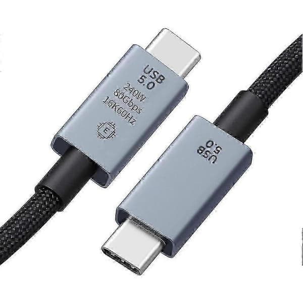 USB 5-kabel 80 Gbps 240 W 8K 60 Hz til Thunderbolt 5 hurtigopladning til Thunderbolt3 USB 5.0 USB C til C dataoverførselskabel