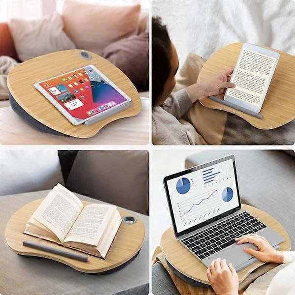 Laptop stand med pude og bambusplatform til seng og sofa