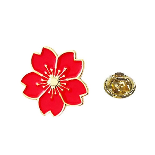 Twinkle Trinket Söt Dam Körsbärsblom Enamel Brosch Nål Kostym Krage Märke Smycken red