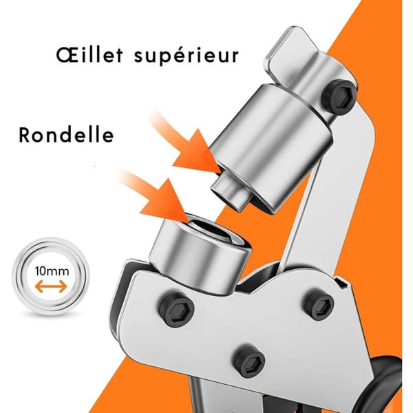 Profesjonell maljepresse - Minimal innsats - Presse med 100 maljer (10 mm indre diameter)