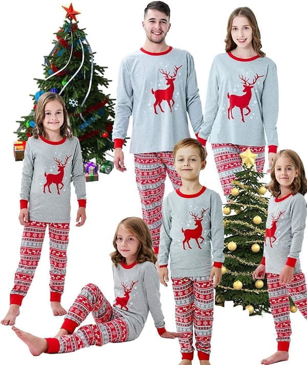 Julpyjamas för barn, förälder-barn tryckta hemmakläder Jul child 8