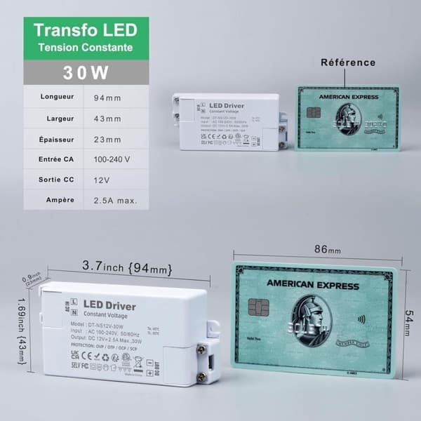 12V 30W LED-transformer, 220V til 12V 2.5A-transformer, AC til DC lavspændingsstrømforsyning, konstant spænding LED-driver