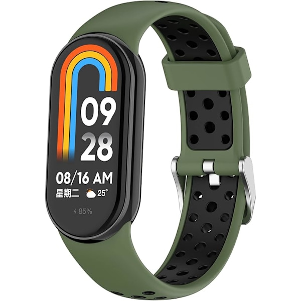 Smart klockarmband kompatibelt med Xiaomi Mi Band 8, silikonklockarmband, ersättningsarmband handledsband handledsslinga tillbehör army green