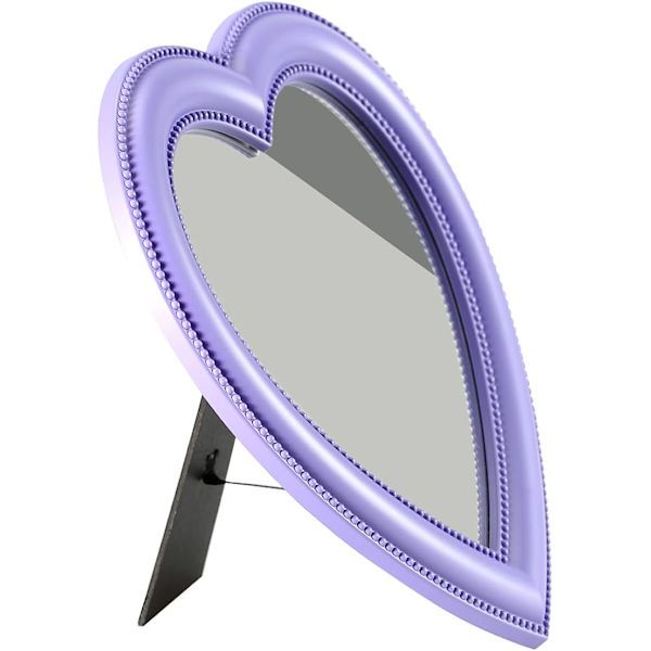 Hjerte Makeup Spejl Kosmetisk Spejl Væg Skrivebordsspejl Soveværelsesspejl, Gave (L) Purple