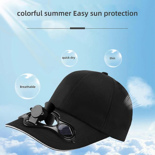Sommer Solar Fan Cap til Solbeskyttelse og Udendørs Sport i 5 Farver Yellow