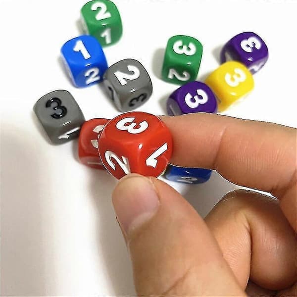 10 Stykker Nummer 1 2 3 1 2 3 D6 14mm Akryl Terninger 6-sidede Terninger Til Brætspil Kuber 6 Farver Shry