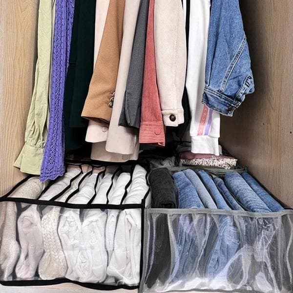 Vikbar Jeans T-shirt Förvaring Klädfack Låda - hög kvalitet Grå 7 fack Gray 7grids