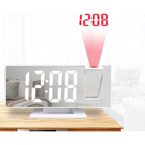 LED Digital Projektionsväckarklocka, Elektronisk Väckarklocka med Tidsprojektor, Tyst Sängklocka för Sovrum