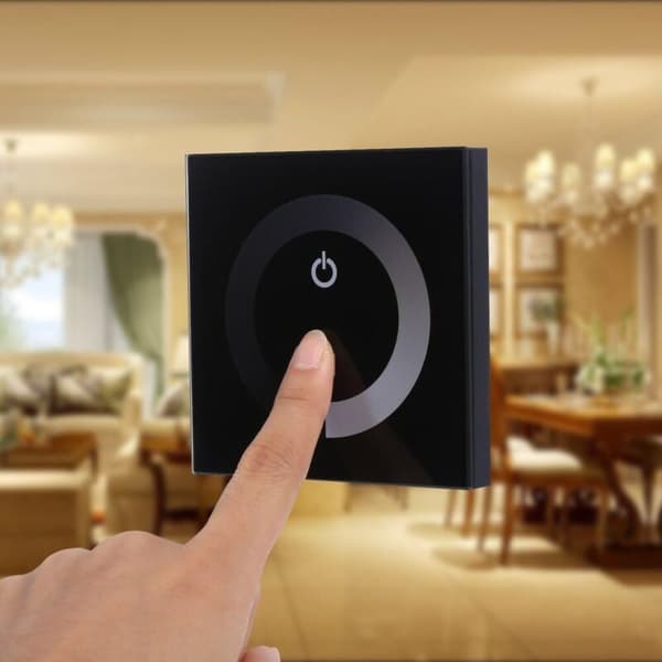 Lysdæmper, Fydun Dæmpbar LED Touch Panel Enkeltfarvet Dæmperkontakt Vægcontroller Touch Panel LED Lysbjælke DC 12V-24V Lydløs (Sort)