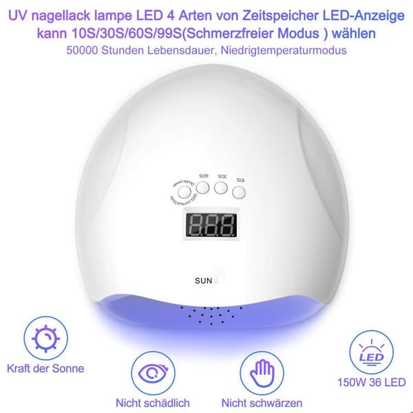 UV LED neglelampe, intelligent negleforbedring, hurtig tørring af olie og lim