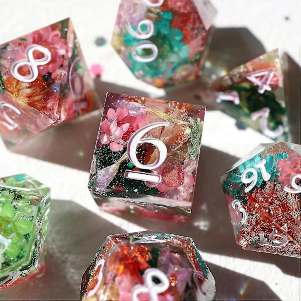 Terningeforme til Resin, Integreret Dnd Terninge Resin Silikoneform med 7 Standard Polyhedriske Skarpe Kant Terninge Hulrum til DIY Terningefremstilling