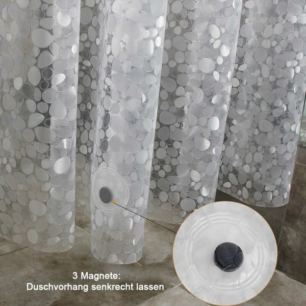 Duschdraperi, mögelresistent, vattentätt för badkar, 100% EVA, 180 x 200 cm inkl. 12 duschdraperiringar
