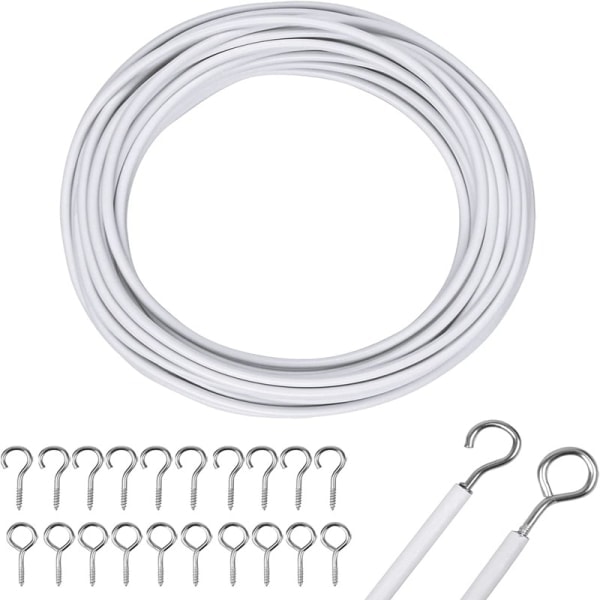 Netgardin Wire 10M Gardinwire Hvid Gardinwire med Gardin