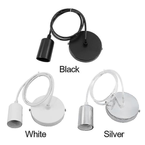 E27 Hotell Studer Pendel Lampeholder Industristil Lampeholder Med 1m Kabel Silver