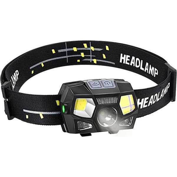 Hodelykt, 300 lumen USB oppladbar LED kraftig hodelykt, 5 lysmoduser, IPX4 vanntett med bevegelsessensor for løping, camping,