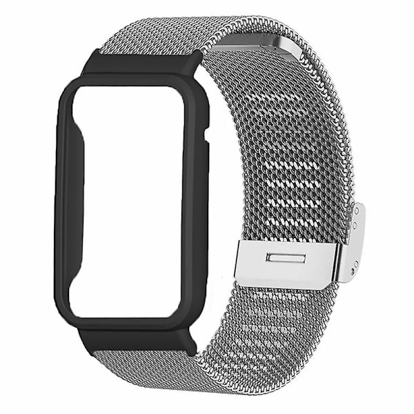 Metallbånd Milanese for Xiaomi Smart Band 8 Pro med svart klokkeetui Silver Xiaomi Smart Band 8 Pro