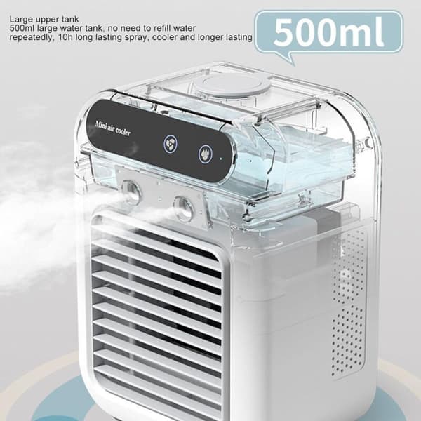 Bærbar aircondition, professionel køleventilator, sprayluftfugter aircondition med 500 ml vandtank