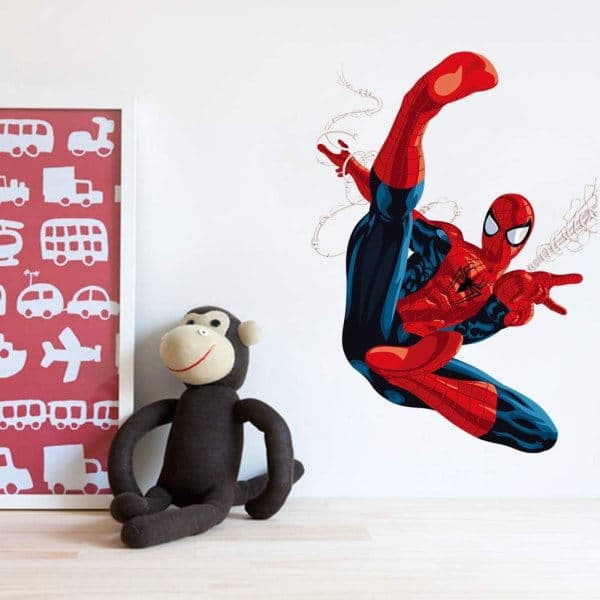 Spiderman 3D -efektiseinätarrat makuuhuoneen sisustus Sticke