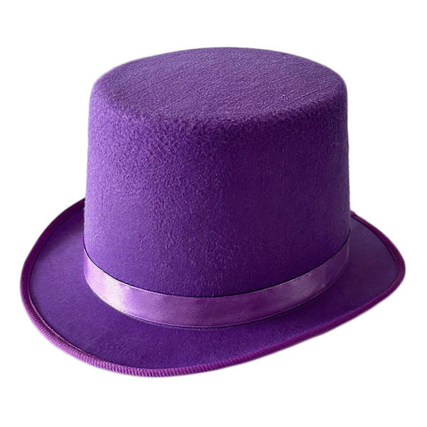 Roll Brims Hög Hatt för Vuxna Bowlers Hatt Magiker Hatt Halloween Party Hatt Cosplay Kostym Scenshow Huvudbonad Lila S Purple S