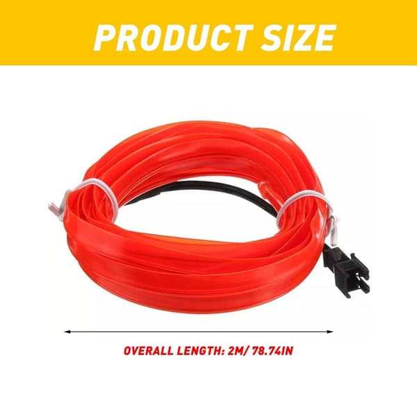 2 metrin punainen LED-auton sisätilan koristevalonauha red