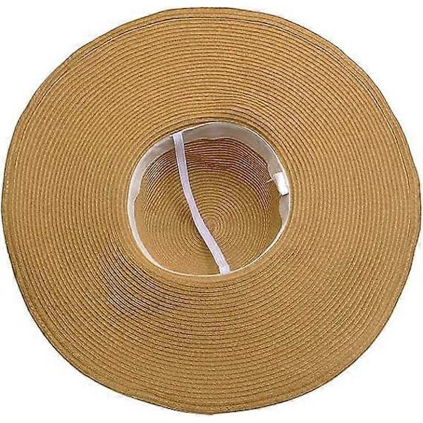 Dam Bredbrättad Derby Floppy Hatt Strand Solhatt UV-skydd Khaki