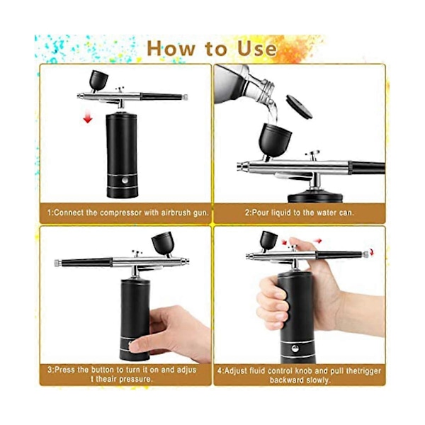 Airbrush Sæt Genopladelig Trådløs Airbrush Kompressor, 30PSI Højtryk, Bærbar Håndholdt Airbru