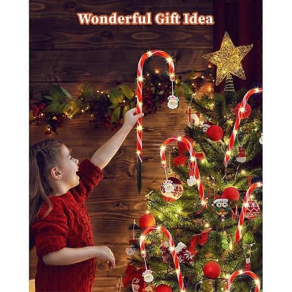 Julepynt Godteristokklys, 84LED Solcelledrevne Julelys Utendørs Vanntett 6pcs