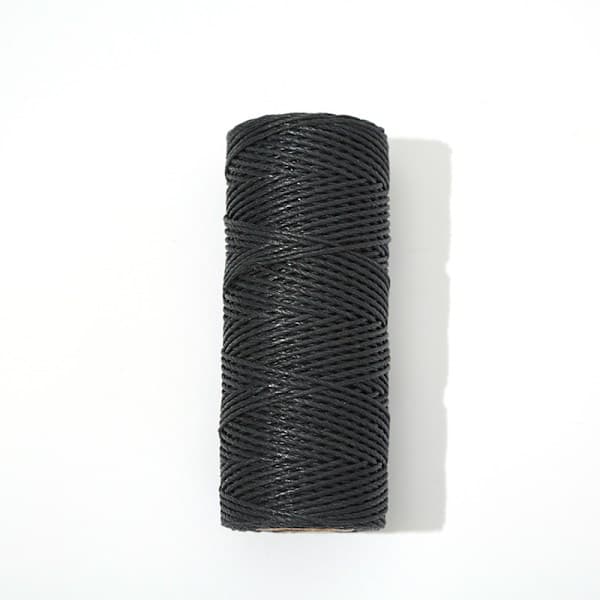 1,5 mm sort spiralreb, vokset polyesterreb, brugt til kabelbinding