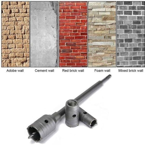 Reikäsahasarja, 30mm, 40mm, 50mm, betoniterä, 350mm SDS Plus -jatkovarsi, kovametallikärki