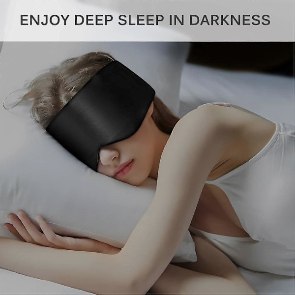 Sovmask Ögonmask med Justerbart Huvudband för Män och Kvinnor, Stor Sovmask och Ögonbindel för Nattsömn, Resor och Tupplurar Black
