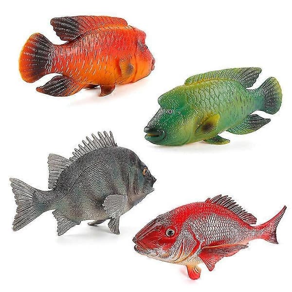 Tropisk Gigantisk Gummifisk Figur Leke Sett green