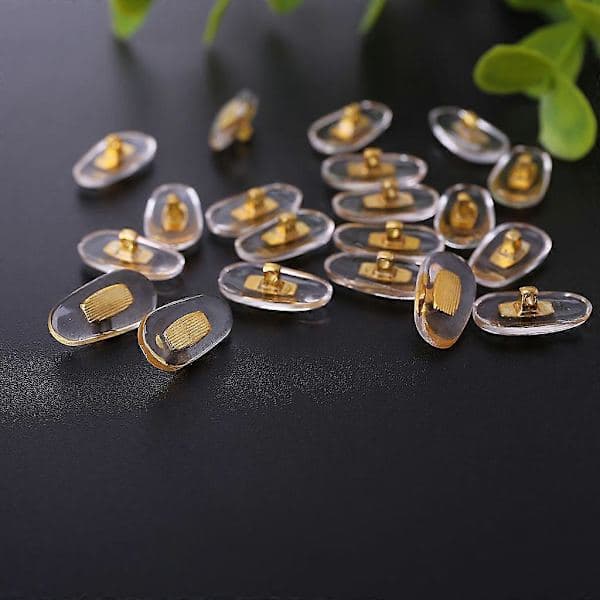 10 par/lot gyllene PVC-glasögon halkskydd aluminiumledare silver näskuddar